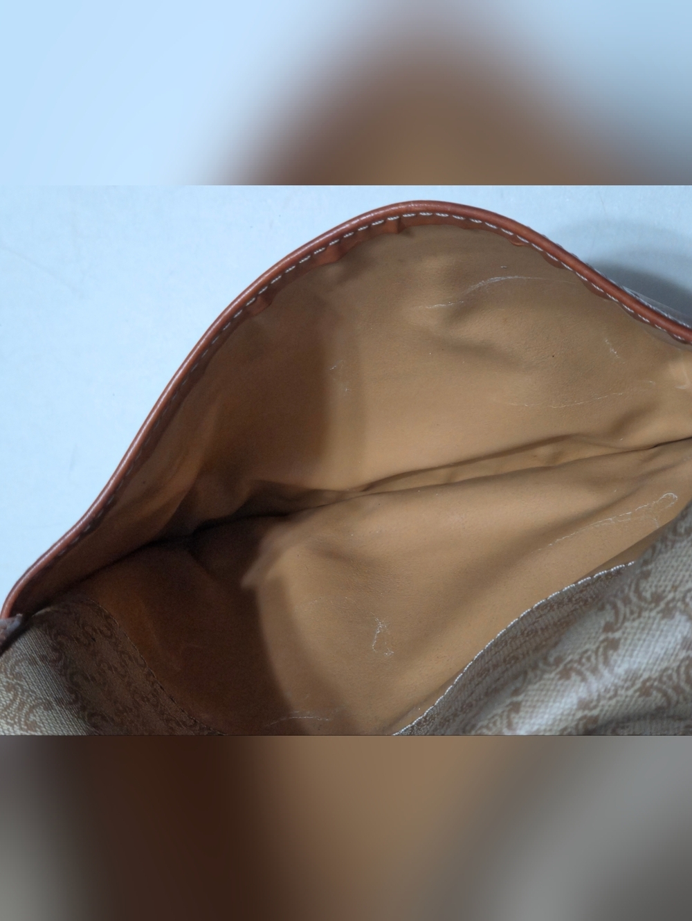 CELINE Macadam Brown Leather Trim Crossbody Shoulder Purse Bag PVC Canvas Beige - Picture 16 of 16